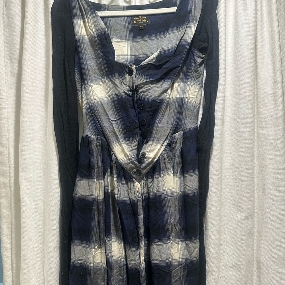 PRE-LOVED VIVIENNE WESTWOOD ANGLOMANIA CHECK SATURDAY DRESS SIZE 42